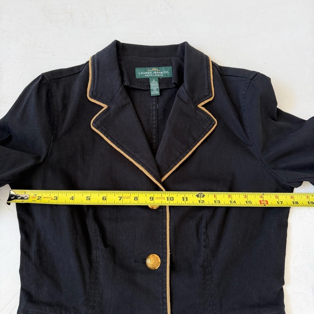 Lauren Ralph Lauren Women's Black Y2K Jean Jacket with Gold Buttons Size 6 - Picture 8 of 9